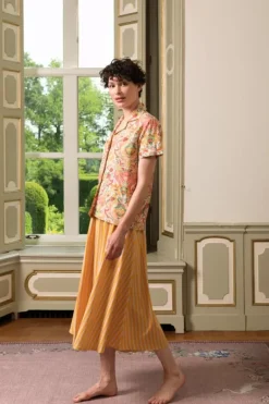 Bluse Kurze Armeln Kyoto Festival Gelb
