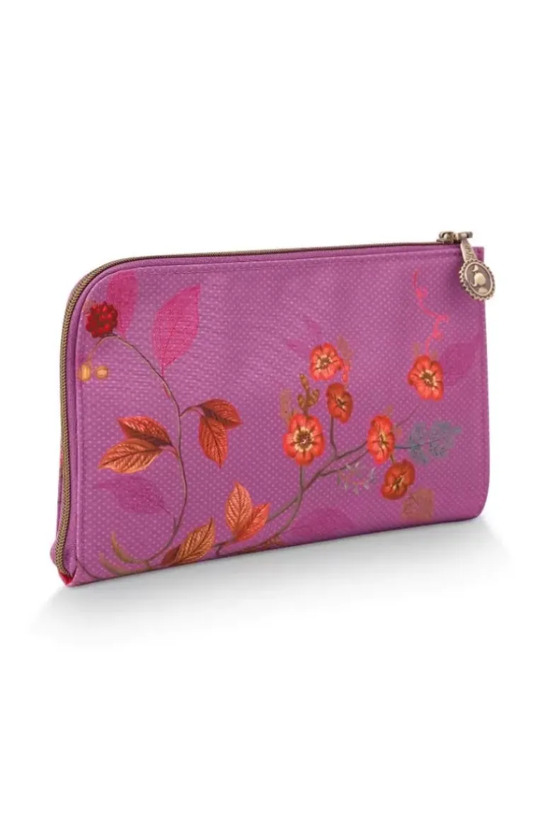 Flaches Necessaire Reisverschluss Kawai Flower Fuchsia