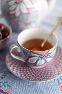 Flower Festival Cappuccino Tasse & Undertasse Hellblau