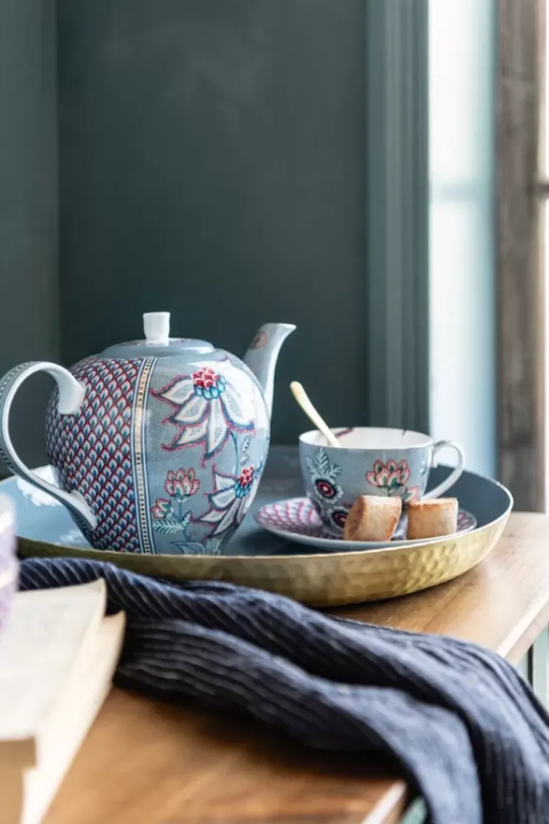 Flower Festival Cappuccino Tasse & Undertasse Hellblau