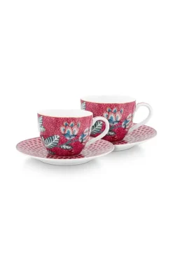 Flower Festival Set/2 Espresso Tasse & Undertasse Dunkel