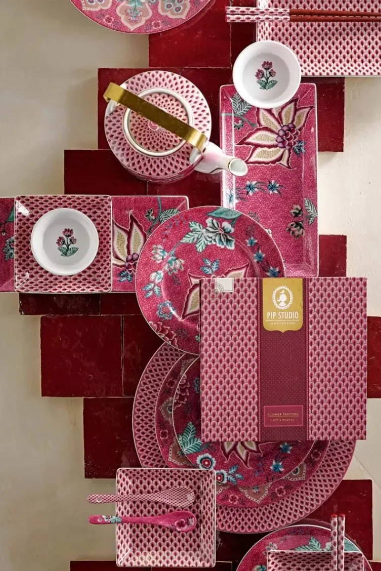 Flower Festival Set/4 Frühstücksteller Dunkel 21Cm