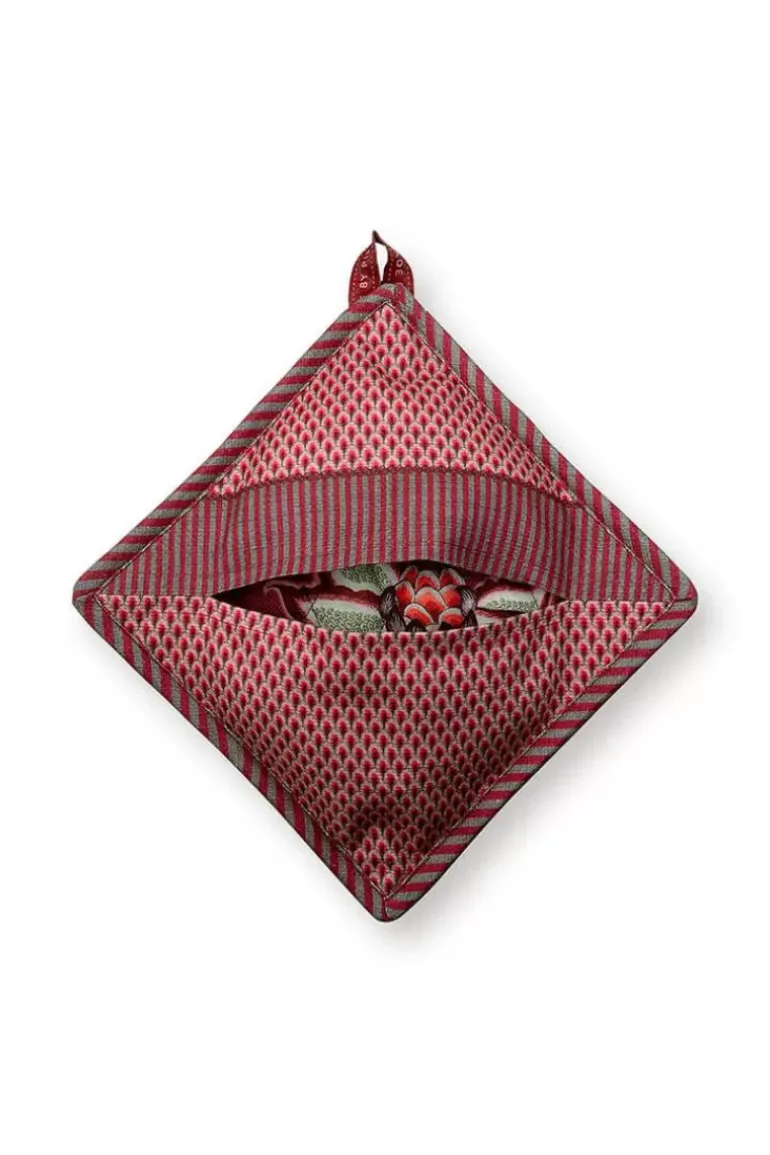 Flower Festival Topflappen Quadratisch Dunkelrosa