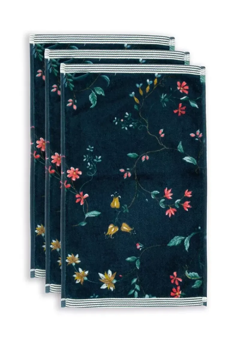 Gastehandtuch Set/3 Les Fleurs Dunkel 30X50 Cm