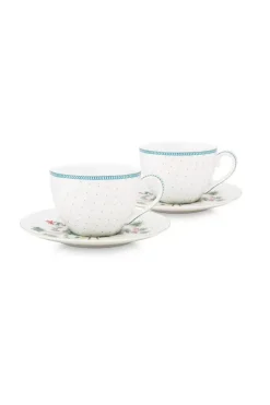 Jolie Set/2 Cappuccino Tasse & Untertasse Dots Gold