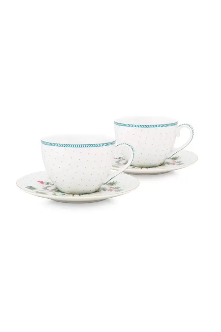 Jolie Set/2 Cappuccino Tasse & Untertasse Dots Gold