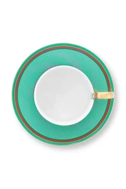 Pip Chique Stripes Cappuccino Tasse & Untertasse Rosa/Grun