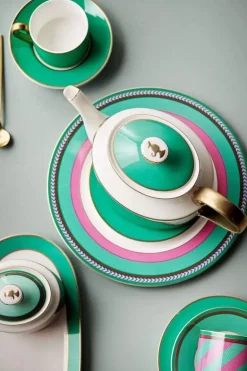 Pip Chique Stripes Cappuccino Tasse & Untertasse Rosa/Grun