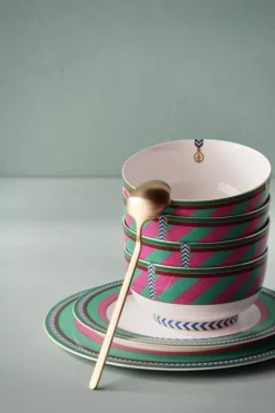 Pip Chique Stripes Essteller Rosa/Grun 28Cm