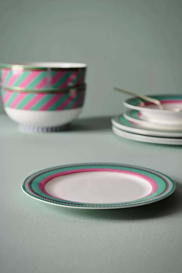 Pip Chique Stripes Frühstücksteller Rosa/Grun 23Cm
