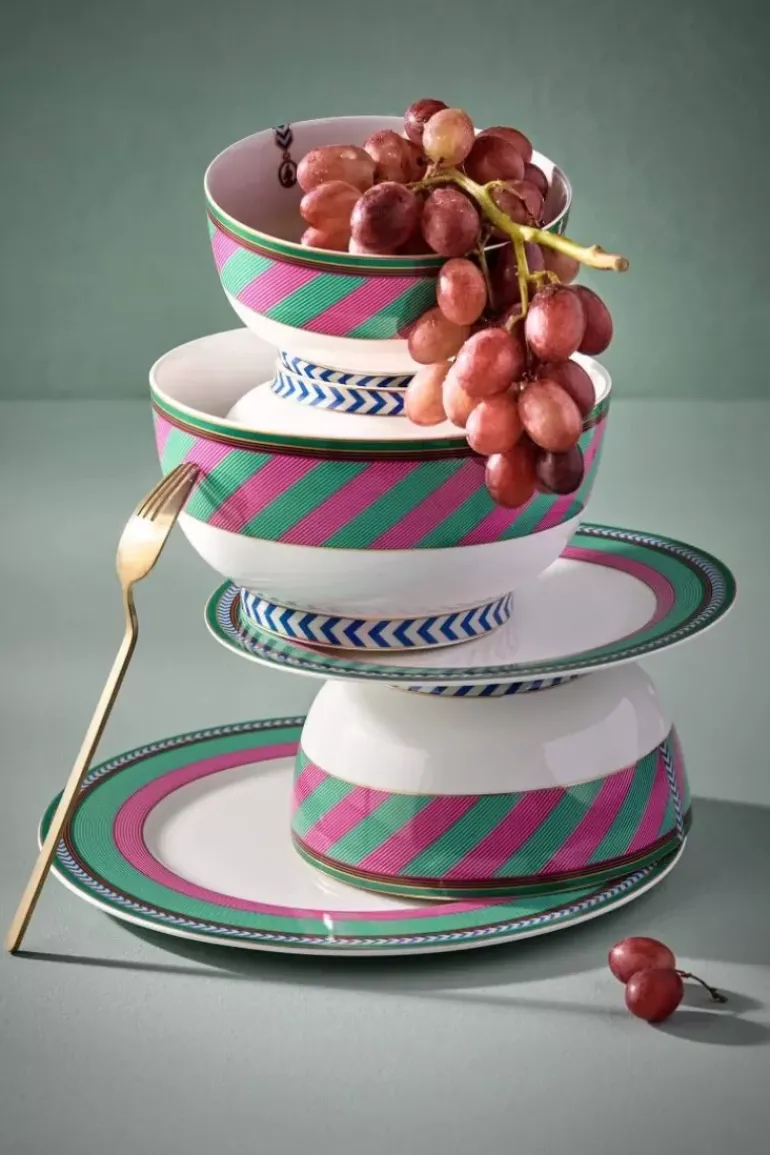 Pip Chique Stripes Schale Rosa/Grun 15.5Cm