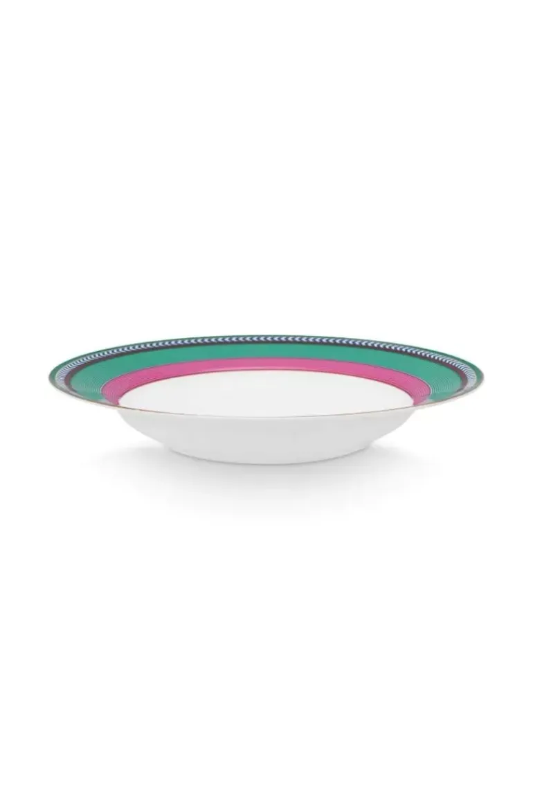 Pip Chique Stripes Tiefer Teller Rosa/Grun 23.5Cm