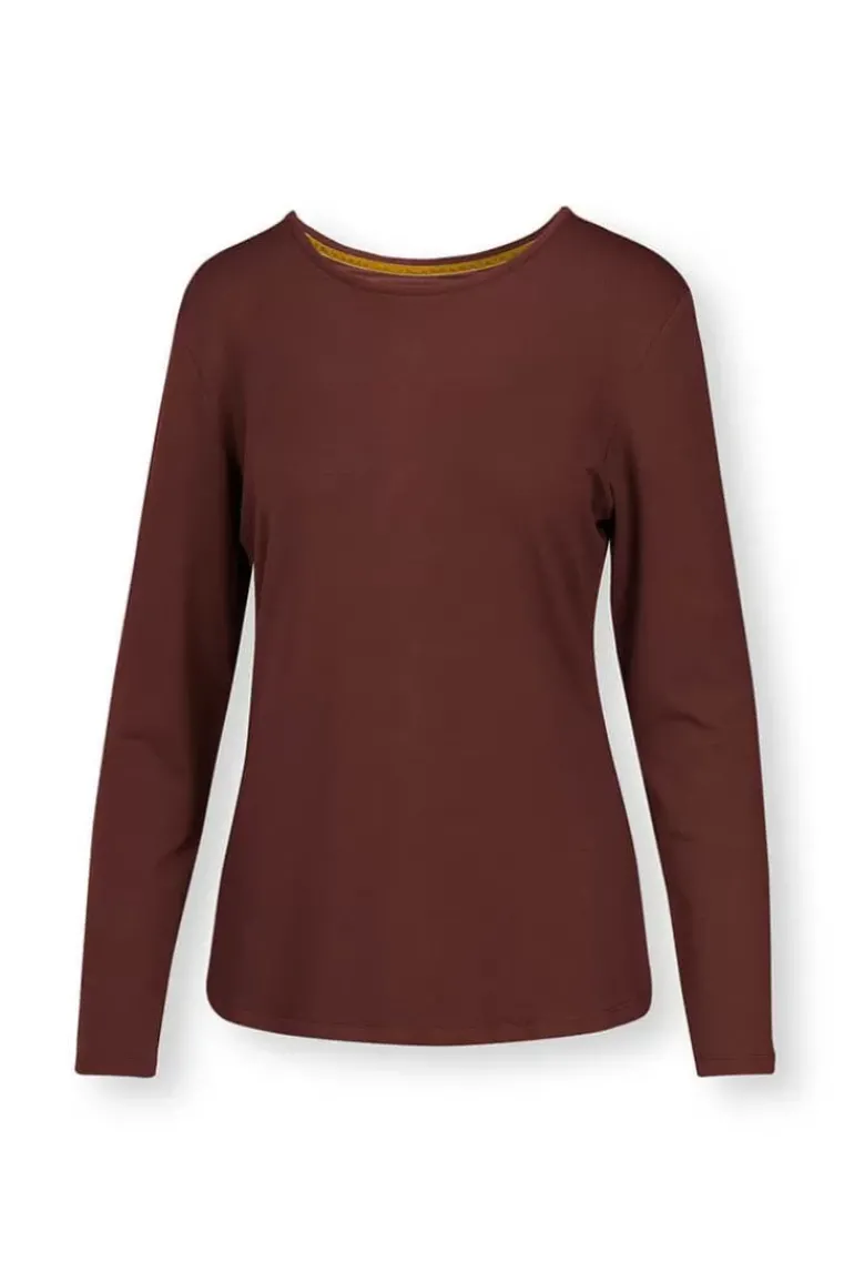 Top Lange Armel Solid Terra Rot