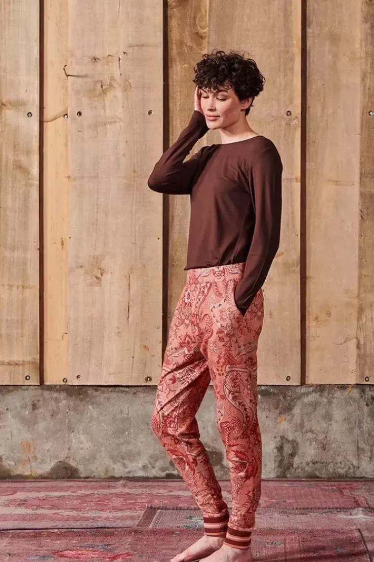 Top Lange Armel Solid Terra Rot
