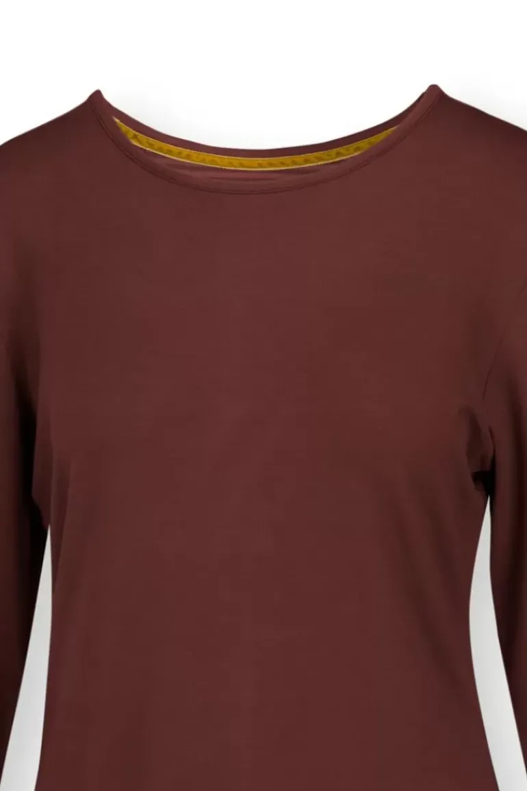 Top Lange Armel Solid Terra Rot