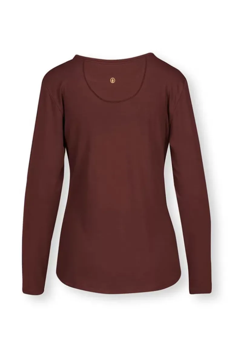 Top Lange Armel Solid Terra Rot