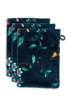 Waschlappen Set/3 Les Fleurs Dunkel 16X22 Cm