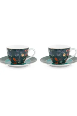 Winter Wonderland Set/2 Espresso Tassen & Untertassen Dunkelblau