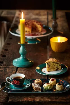 Winter Wonderland Set/2 Espresso Tassen & Untertassen Dunkelblau